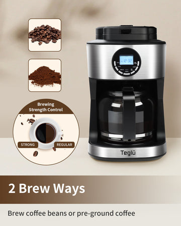 Programmable Grind and Brew Coffee Machine with Warming Plate